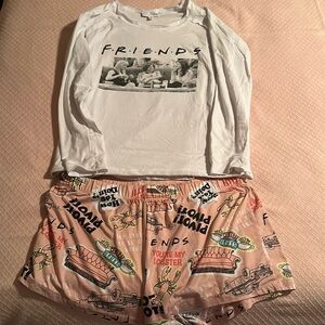 FRIENDS pajama set- long sleeve top and sleep shorts